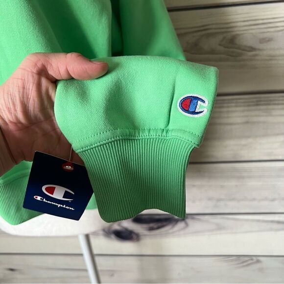 Champion Lime Green Vintage Inspired Collared Crewneck Sweatshirt - Picture 5 of 11
